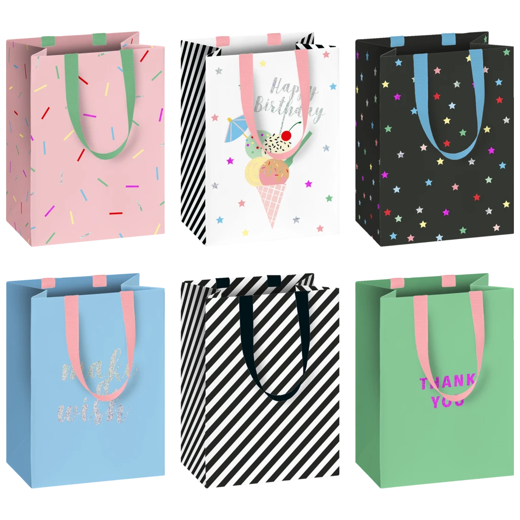 Geschenktasche „Gelato“ | 10×14×8 cm, 200 g/m², mehrfarbig