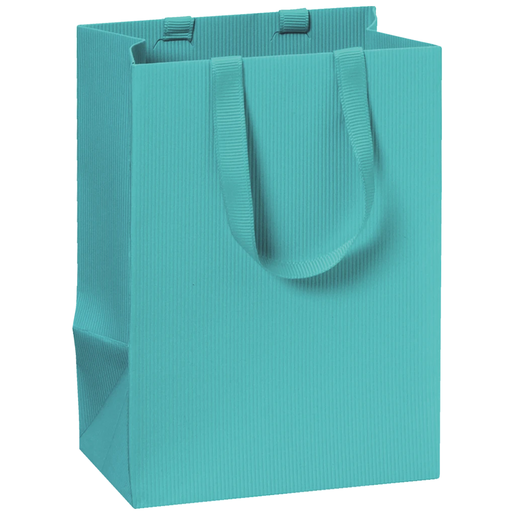 Pochettes cadeaux One Colour | 10×14×8 cm, 250 g/m², turquoise