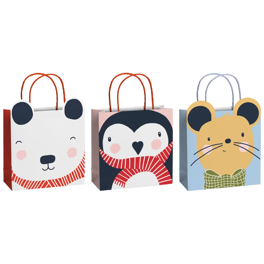 Geschenktaschen-Set „Malik“ | 20×20×8 cm, 200 g/m², weiß/caramel, 3 Stück