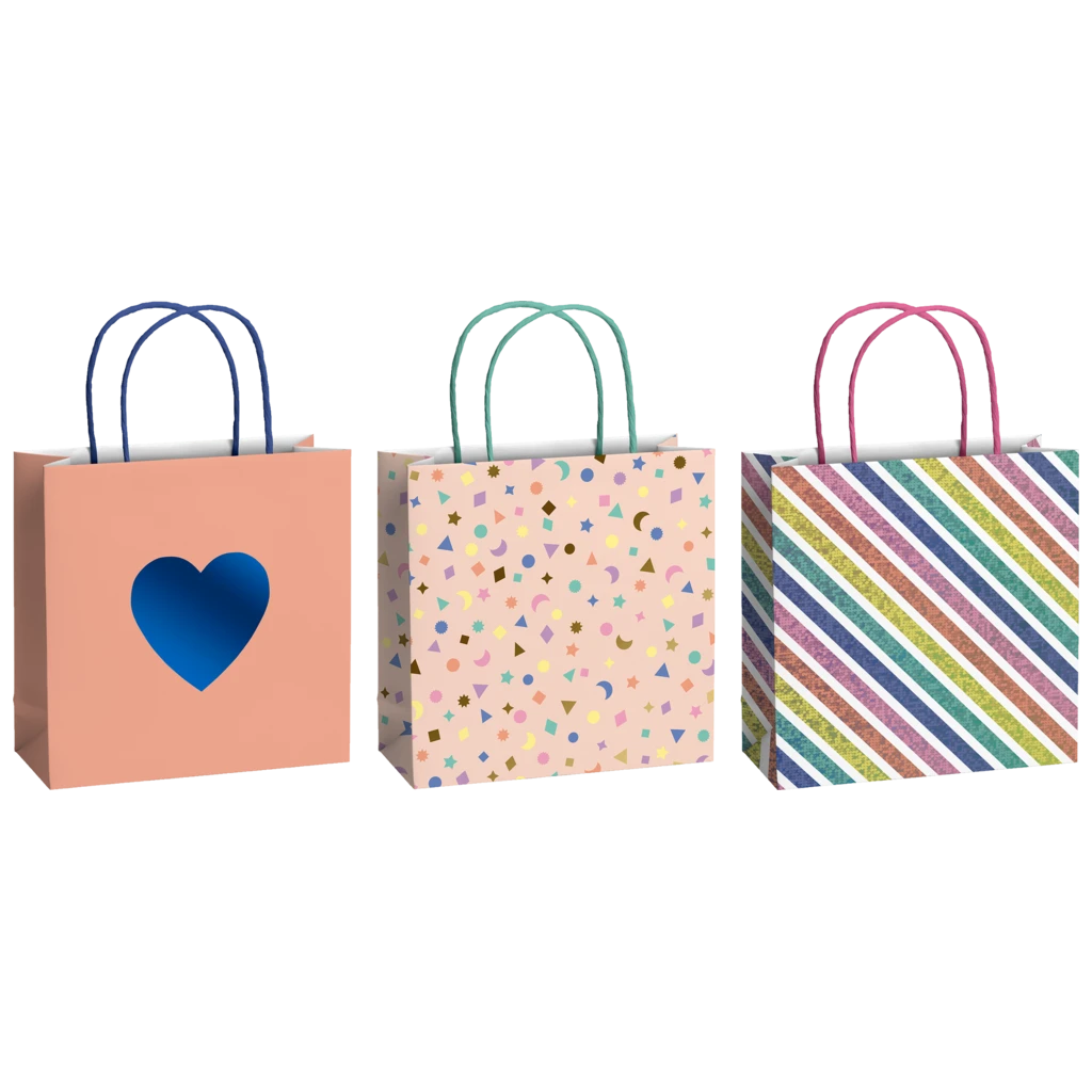 Geschenktaschen-Set „Naoki“ | 20×20×8 cm, 200 g/m², bunt, 3 Stück