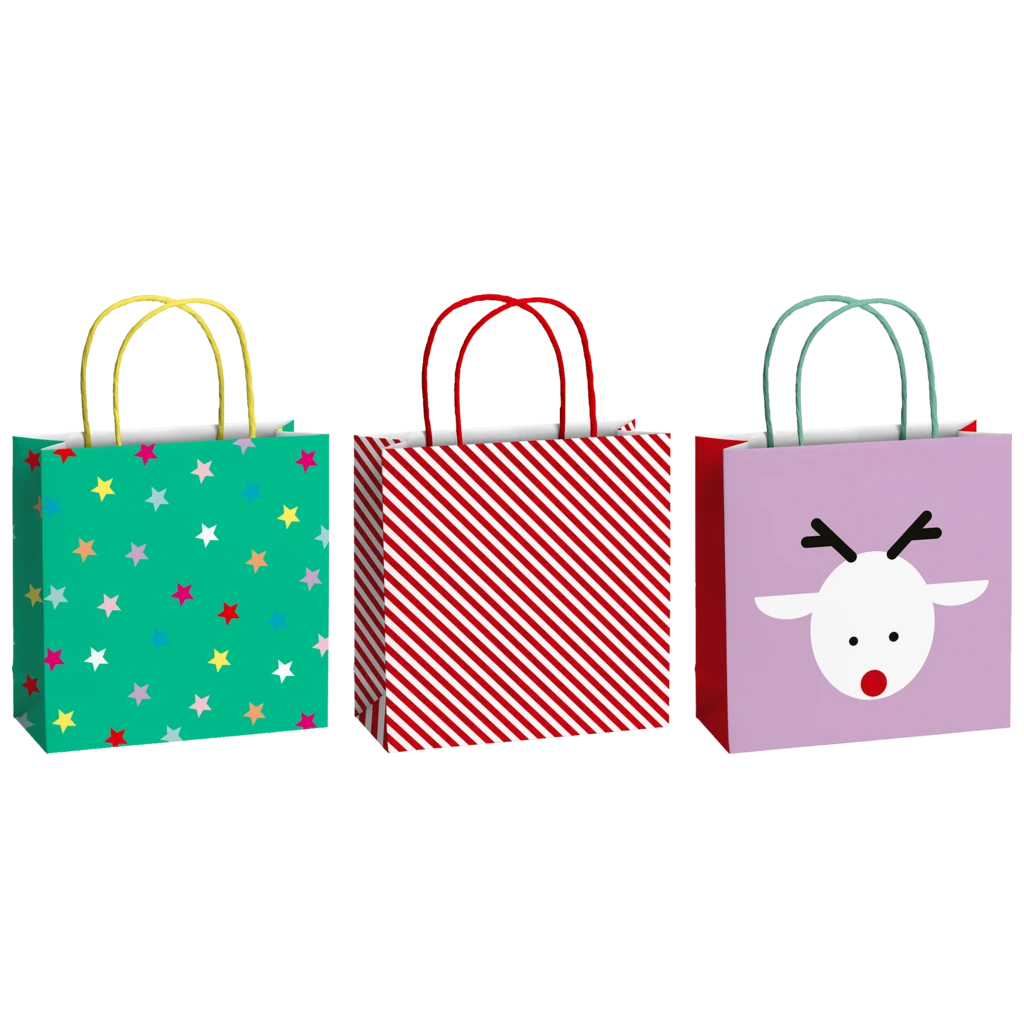 Geschenktaschen-Set „Dimitri“ | 20×20×8 cm, 200 g/m², mehrfarbig