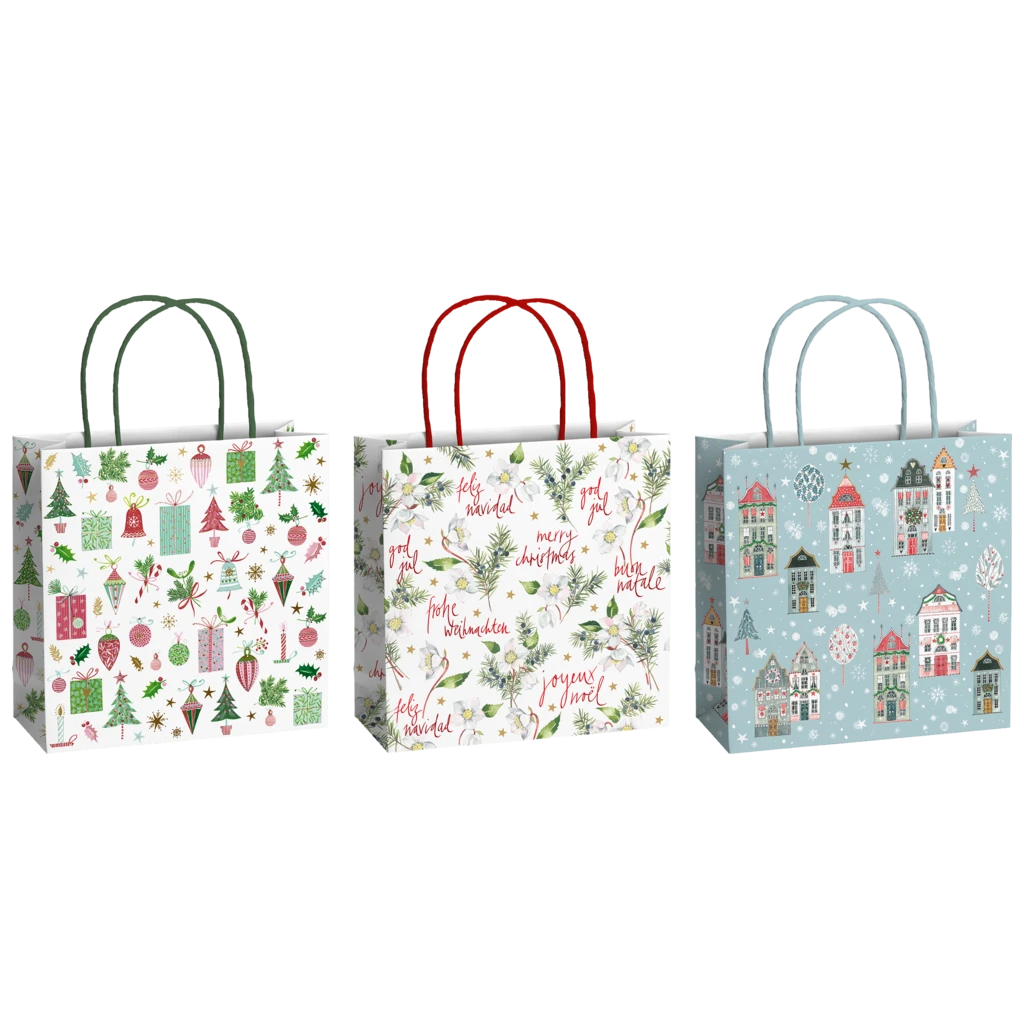 Geschenktaschen-Set „Inge“ | 20×20×8 cm, 200 g/m², mehrfarbig