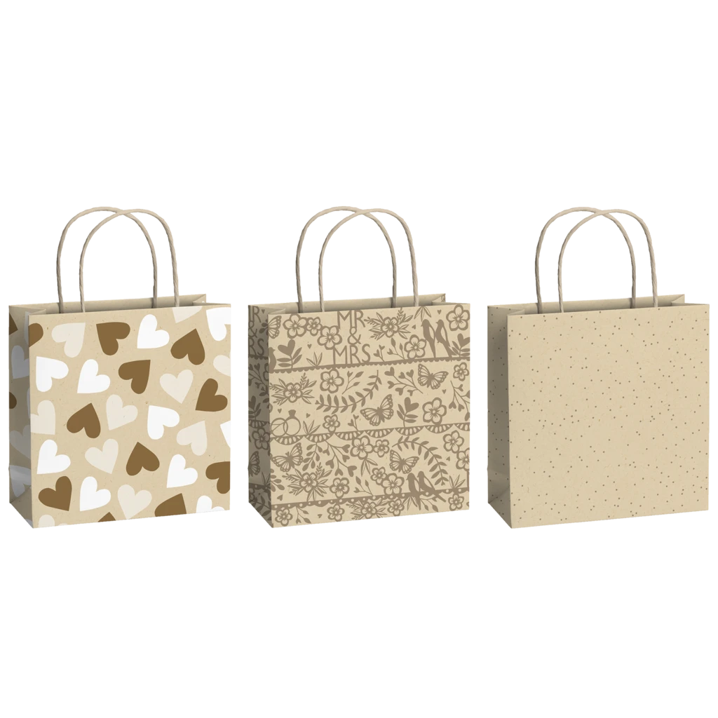 Geschenktaschen-Set „Anouk“ | 20×20×8 cm, 200 g/m², beige
