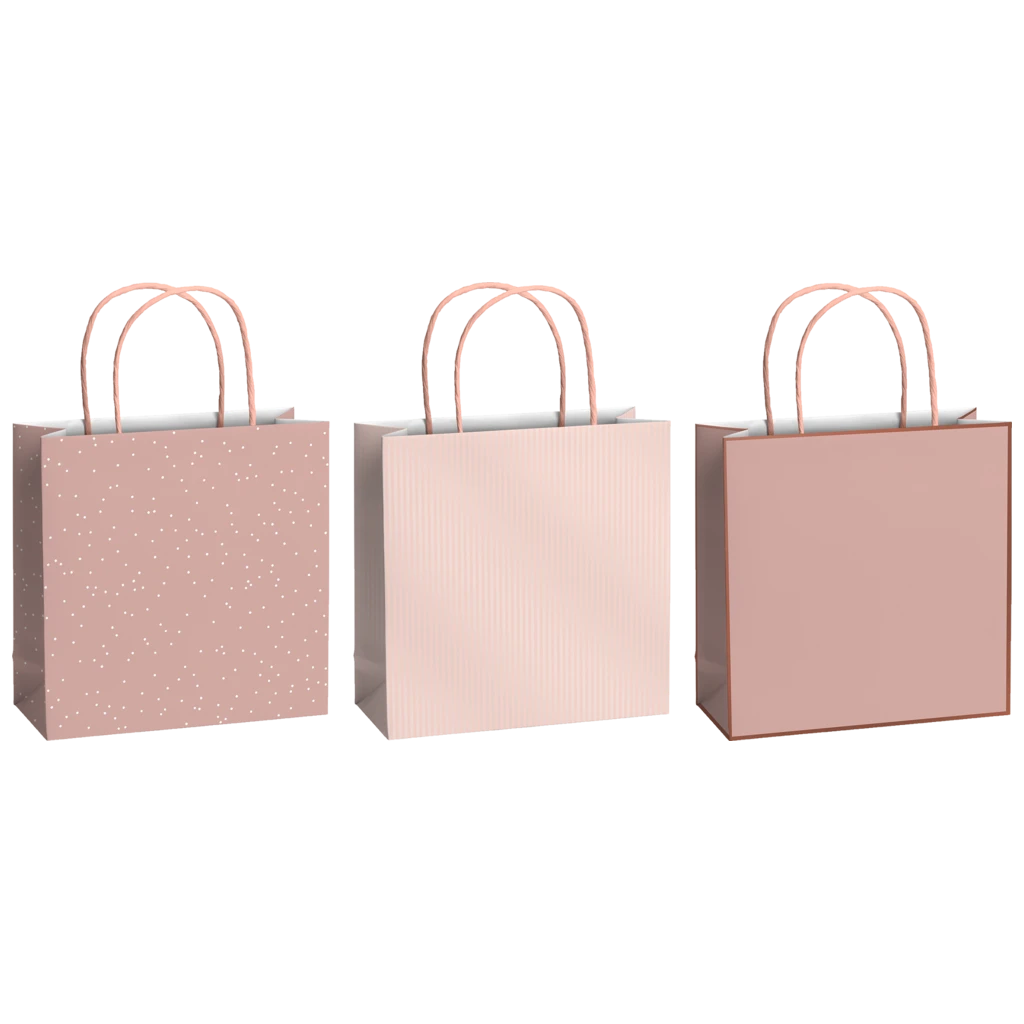 Geschenktaschenset “Paro” | 20×20×8 cm, 200 gsm, antique rose/rose, 3 piece(s)