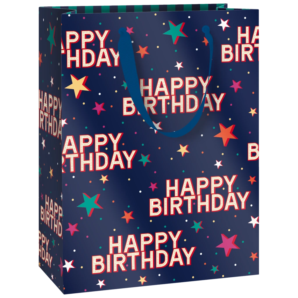 Gift Bag “Starlett” | 23×30×13 cm, 230 gsm, dark blue/turquoise