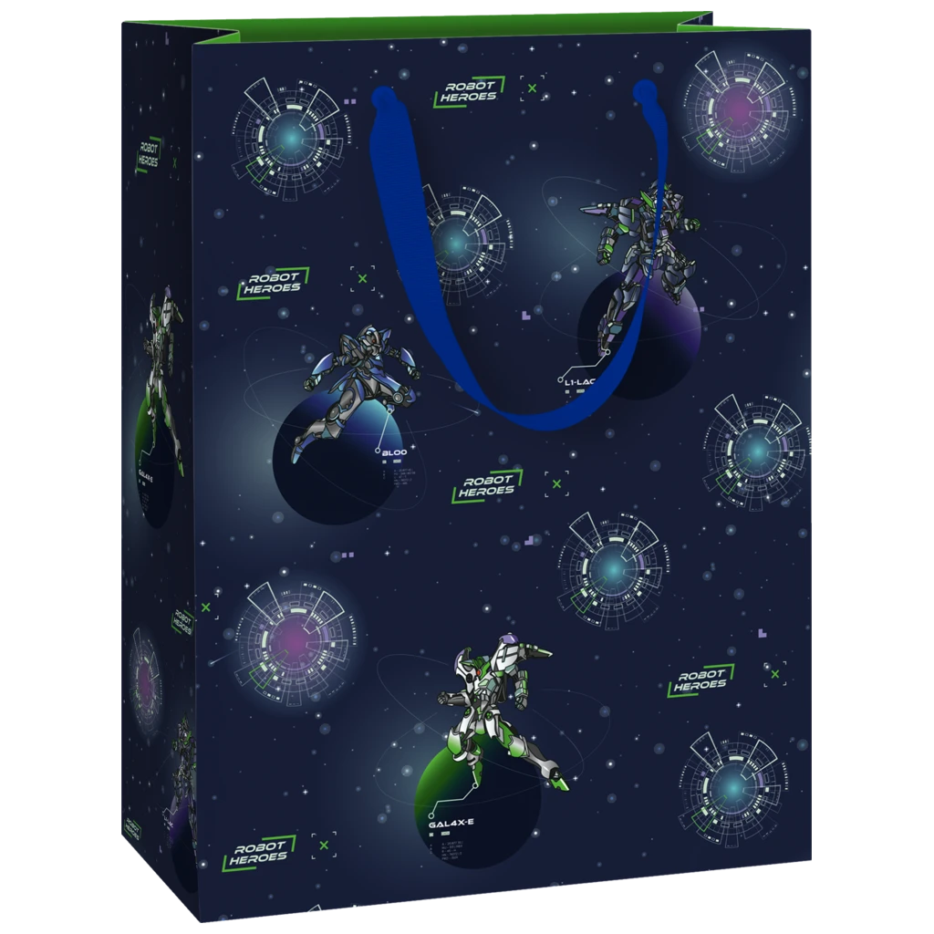 Gift Bag “Robot” | 23×30×13 cm, 250 gsm, dark blue