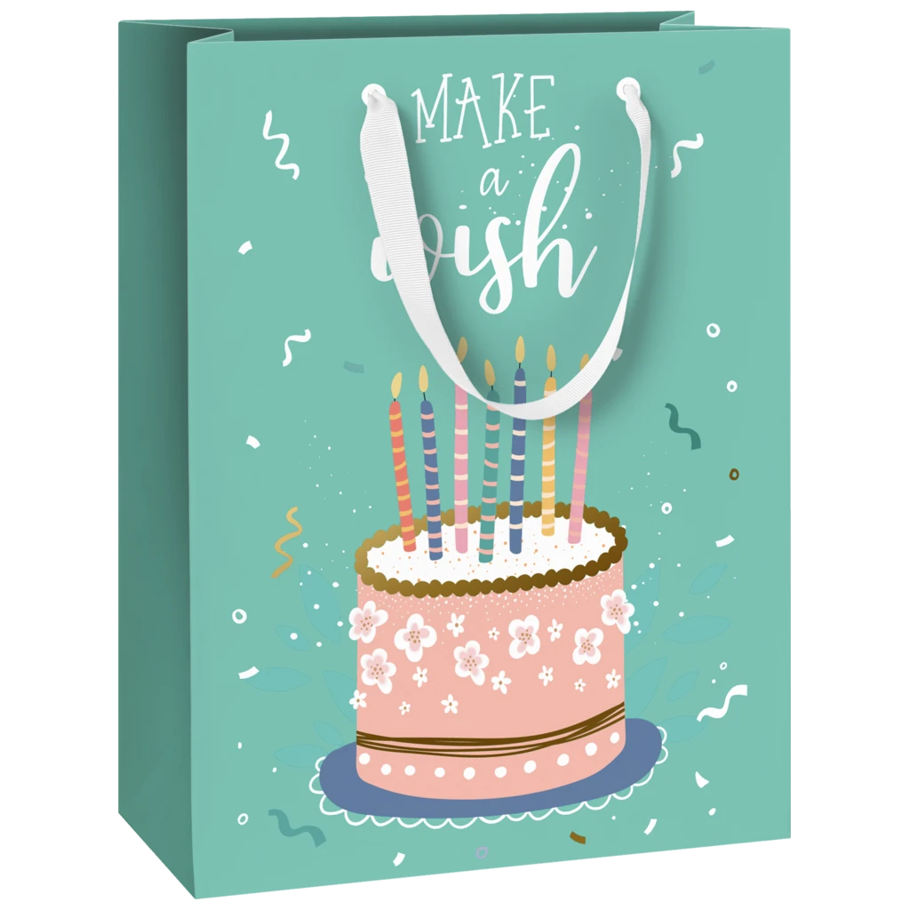 Geschenktasche „Cake“ | 23×30×13 cm, 180 g/m², blau/türkis