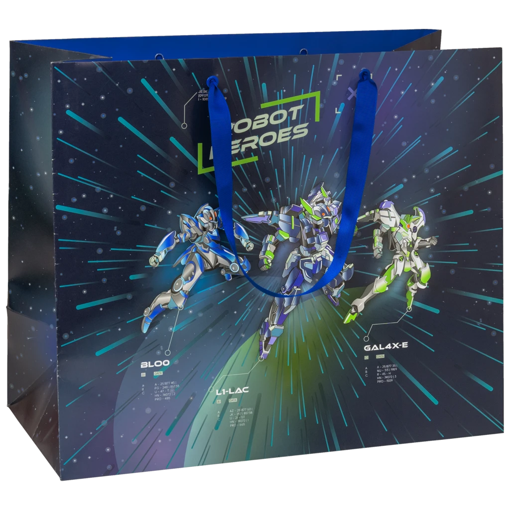 Geschenktasche „Robot“ | 45×38×22 cm, 250 g/m², dunkelblau
