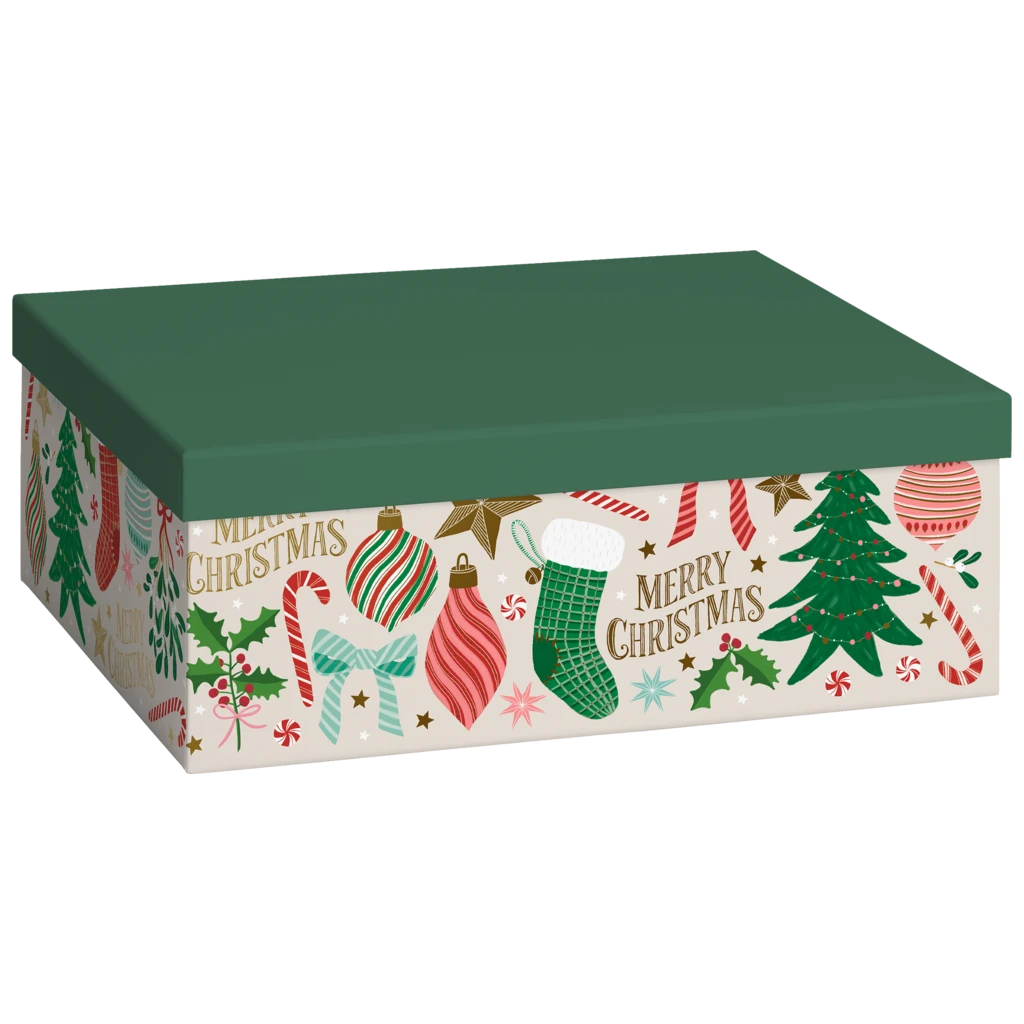 Geschenkbox „Charlize“ | 24×12×33 cm, 120 g/m², beige/dunkelgrün
