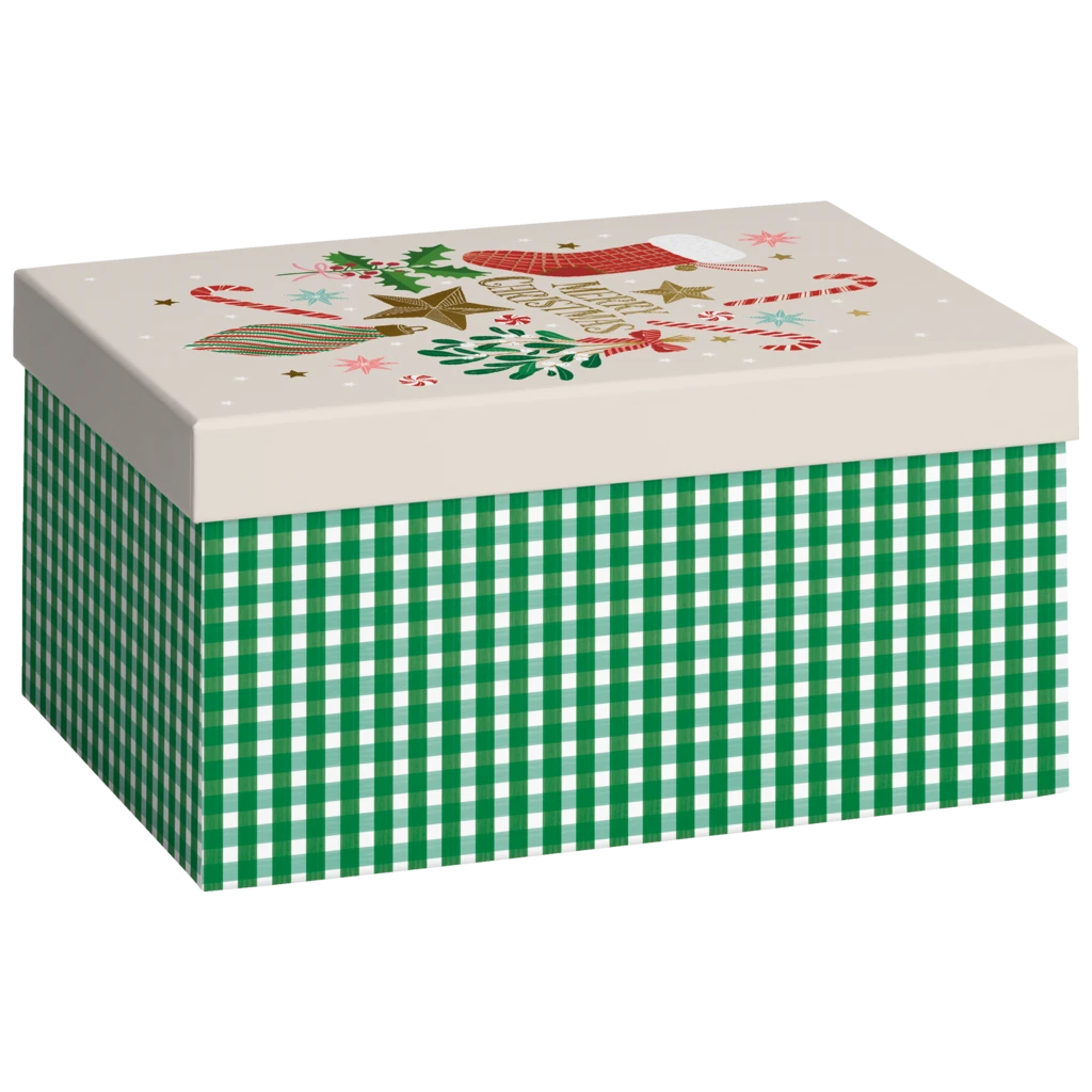 Geschenkbox „Charlize“ | 16×12×24 cm, 120 g/m², beige/dunkelgrün