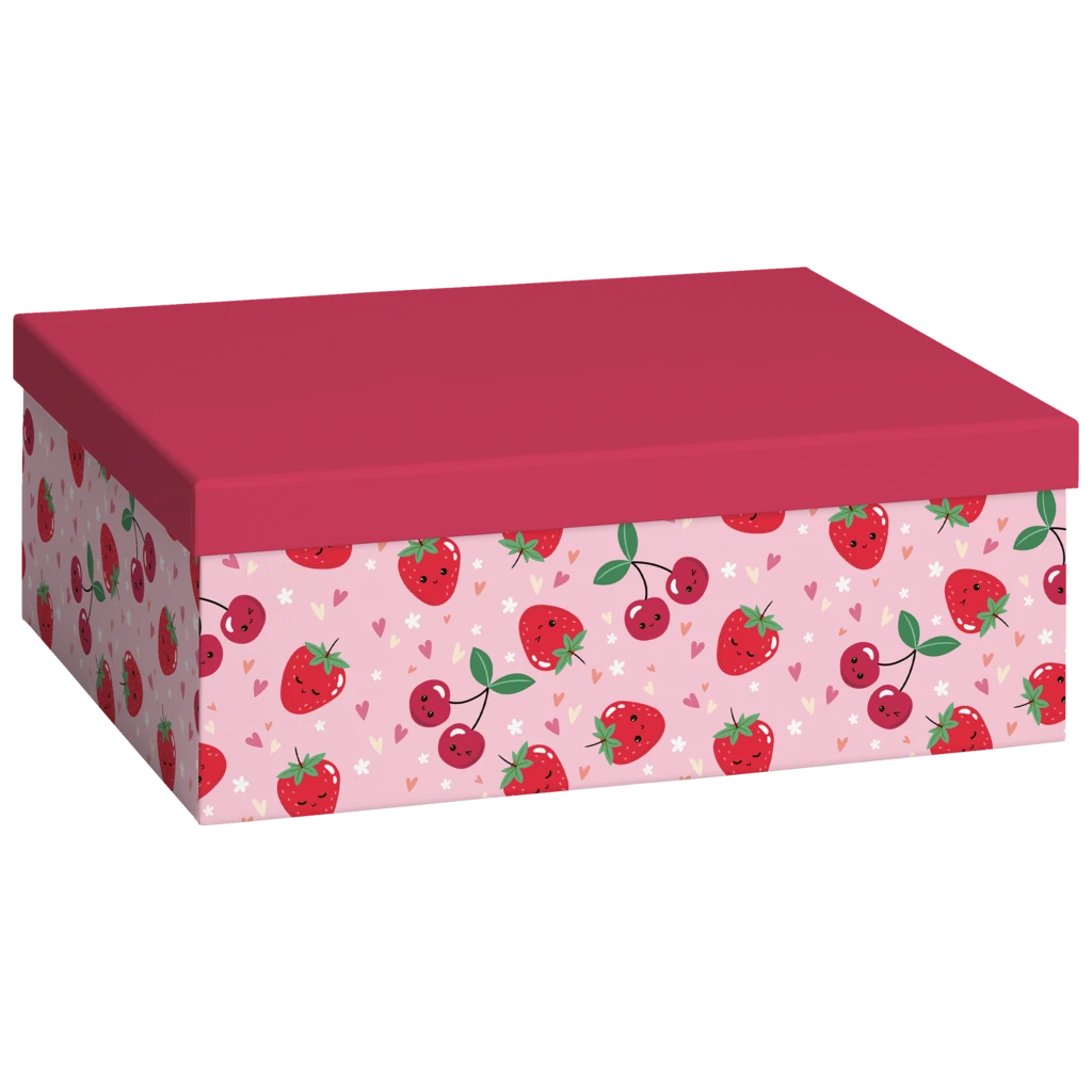 Boîte cadeau « Yumi » | 24×12×33 cm, 120 g/m², rose/rouge cerise