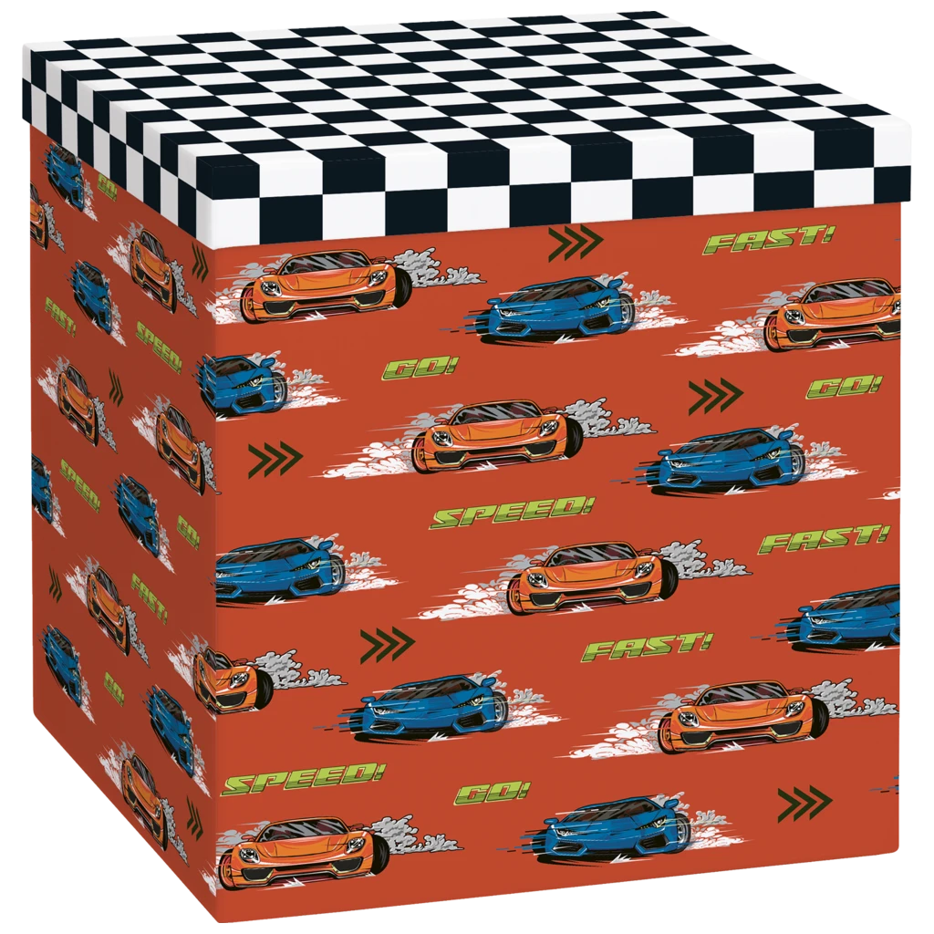 Geschenkbox „Schorsch“ | 23×24×23 cm, 120 g/m², rot/schwarz
