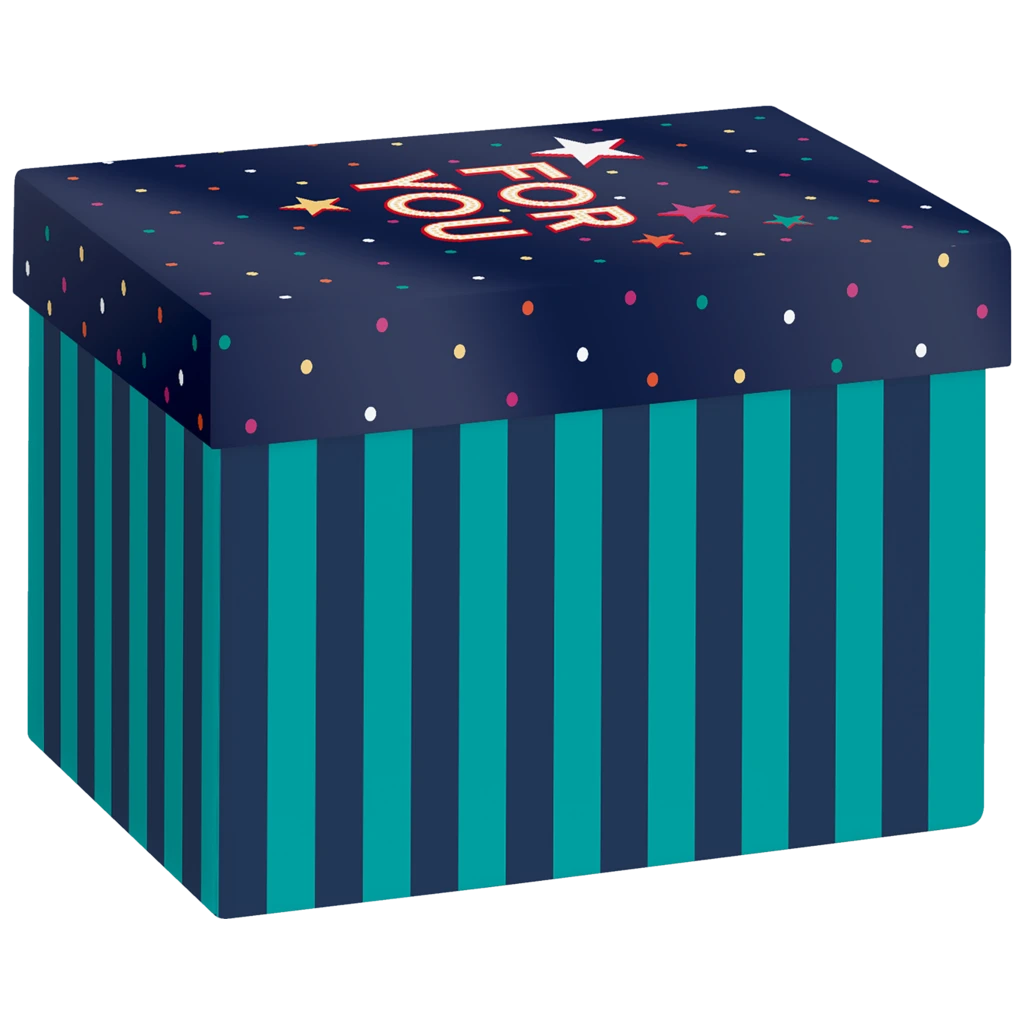 Geschenkbox „Starlett“ | 12×12×16,5 cm, 120 g/m², dunkelblau/türkis