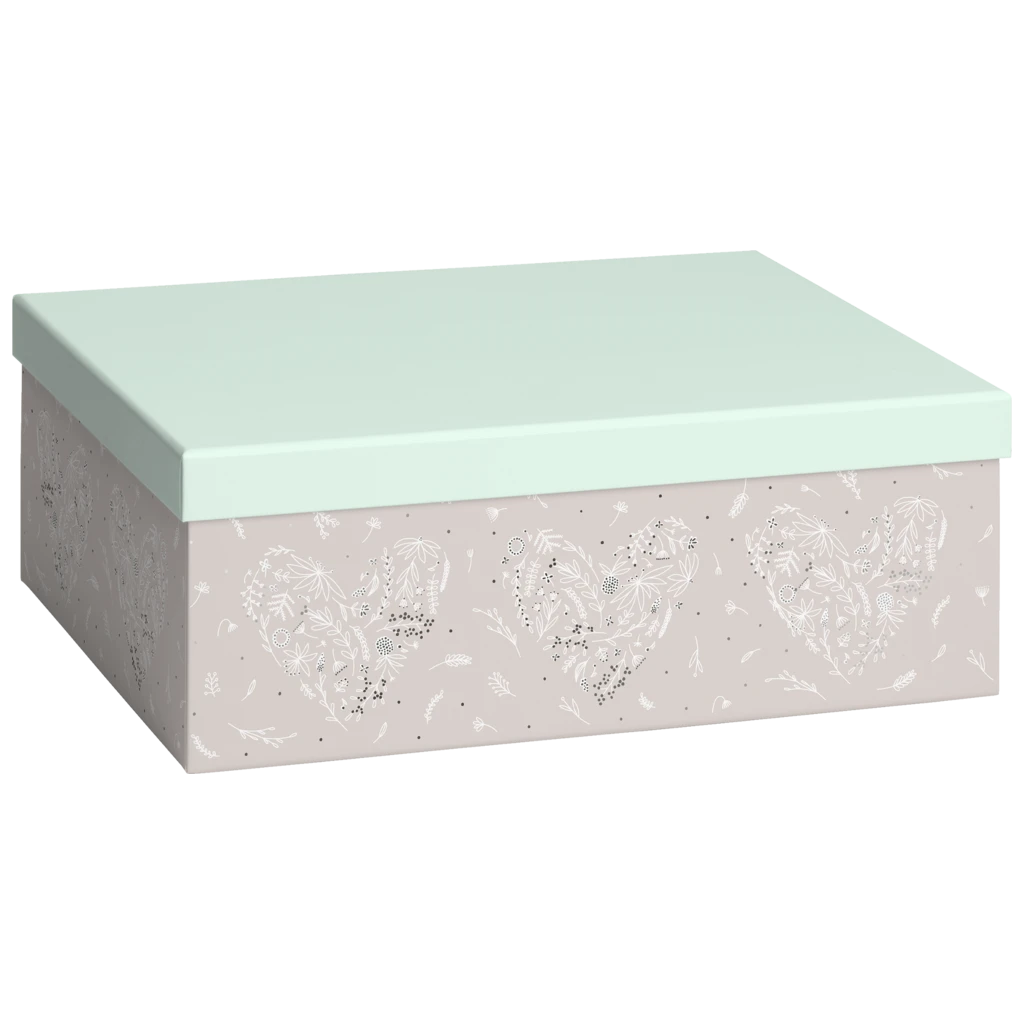 Geschenkbox „Eldana“ | 24×12×33 cm, 120 g/m², beige/mintgrün