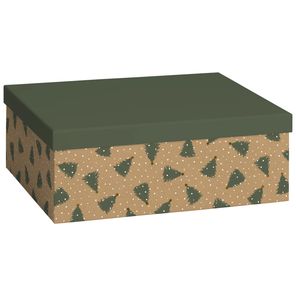 Boîte cadeau | 24×12×33 cm, 120 g/m², vert foncé/marron