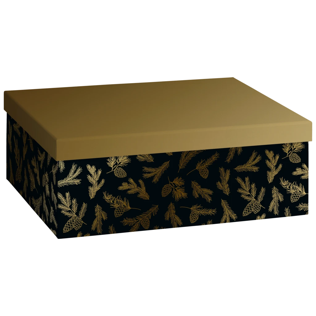 Geschenkbox „Mariola“ | 24×12×33 cm, 120 g/m², schwarz/gold