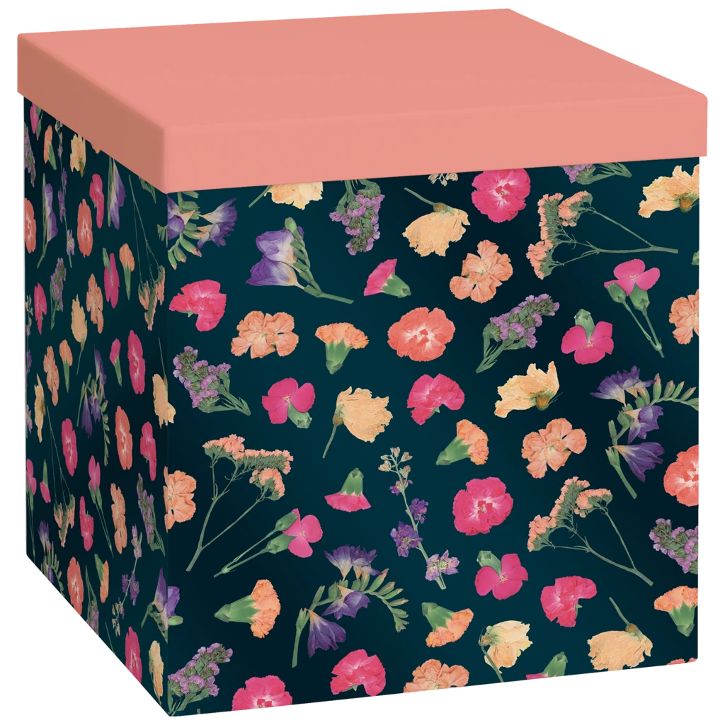 Geschenkbox „Maila“ | 23×24×23 cm, apricot/petrol