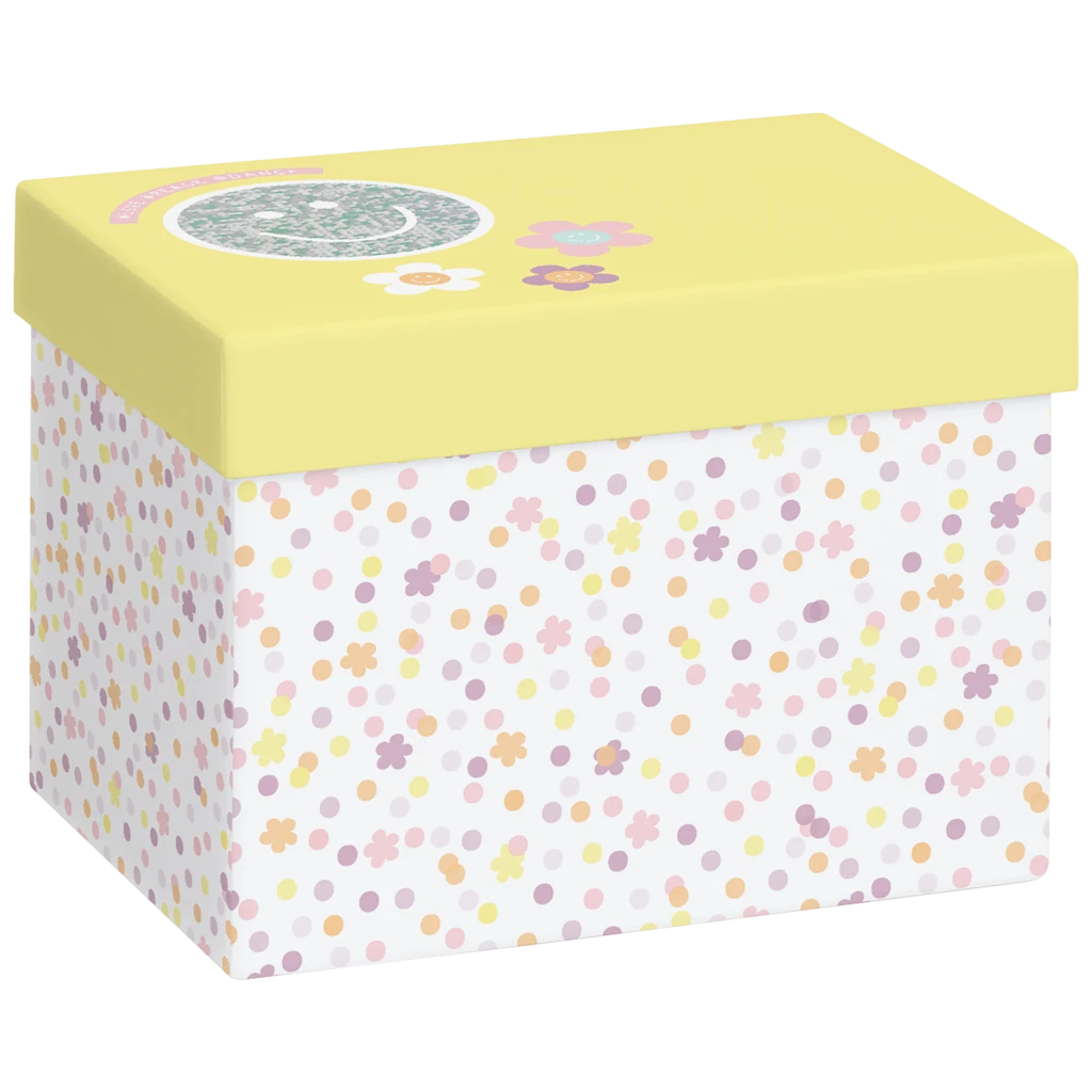 Geschenkbox „Nea“ | 12×12×16,5 cm, weiß/gelb
