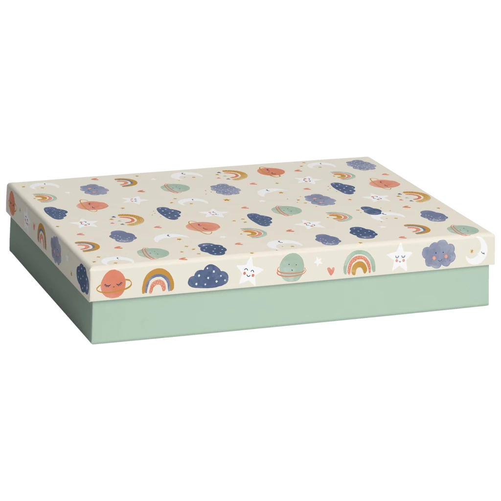 Geschenkbox „Hiroko“ | 33×6×24 cm, beige/mint