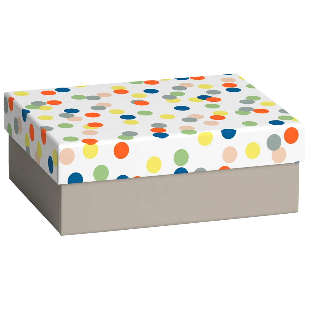 Geschenkbox „Harlie“ | 16,5×6×12 cm, weiß/bunt