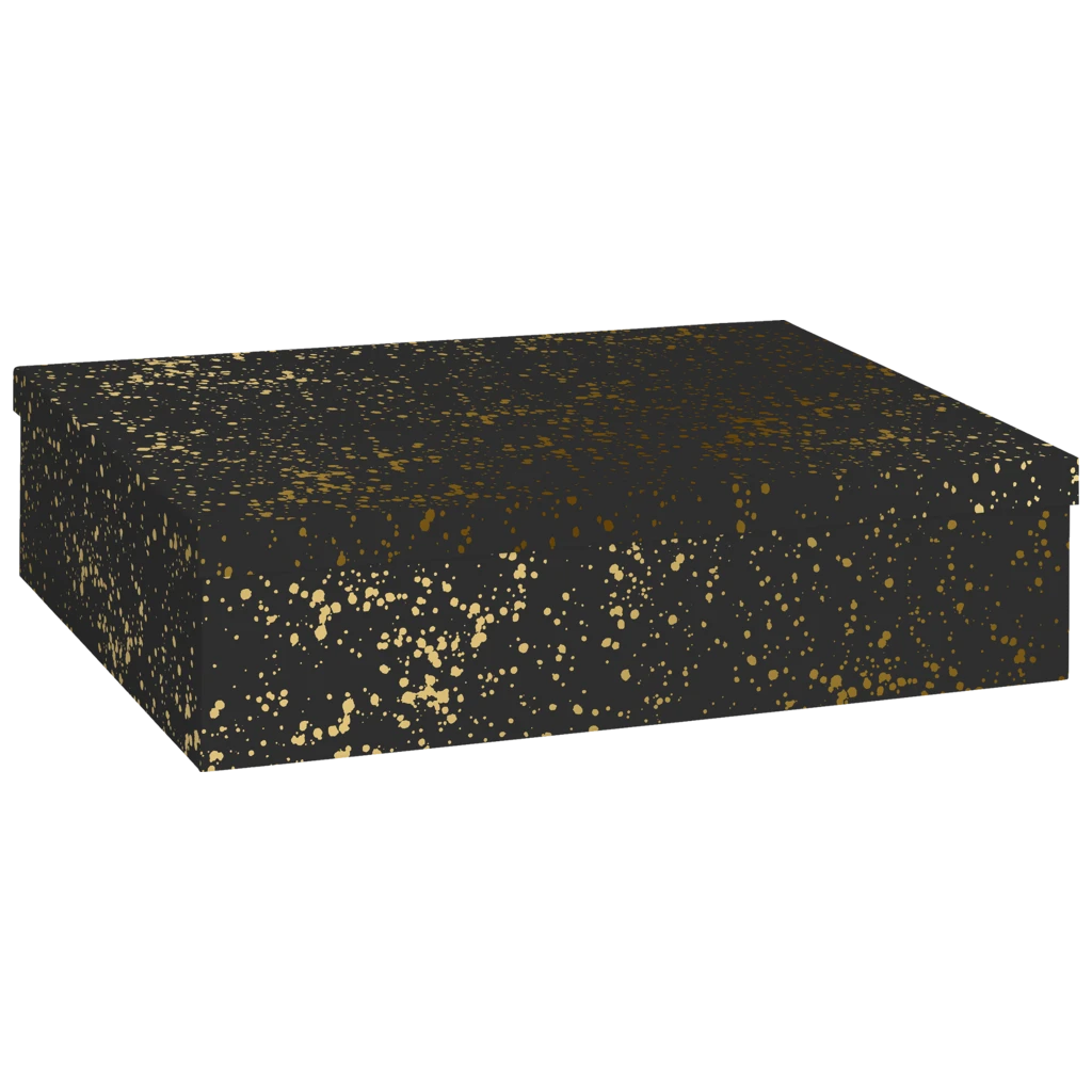 Geschenkbox „Sprenkel“ | 33×12×48 cm, 120 g/m², schwarz