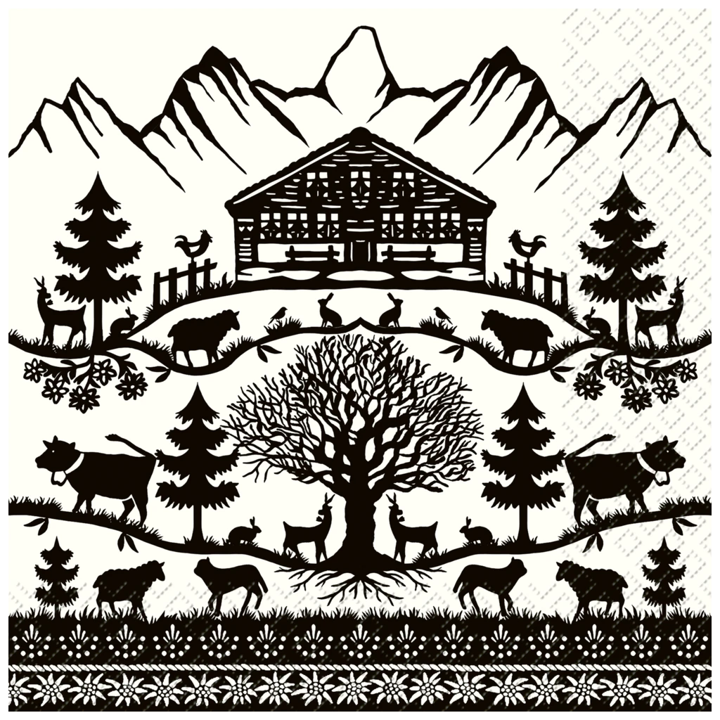 Servietten | 25×25 cm, weiß/schwarz, 20 Stück