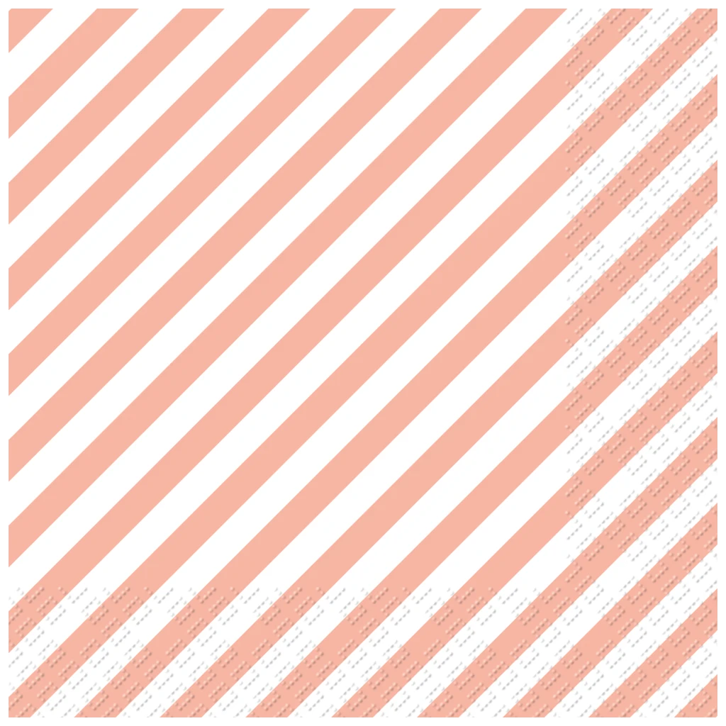 Servietten „Stribe“ | 25×25 cm, weiß/coral, 20 Stück