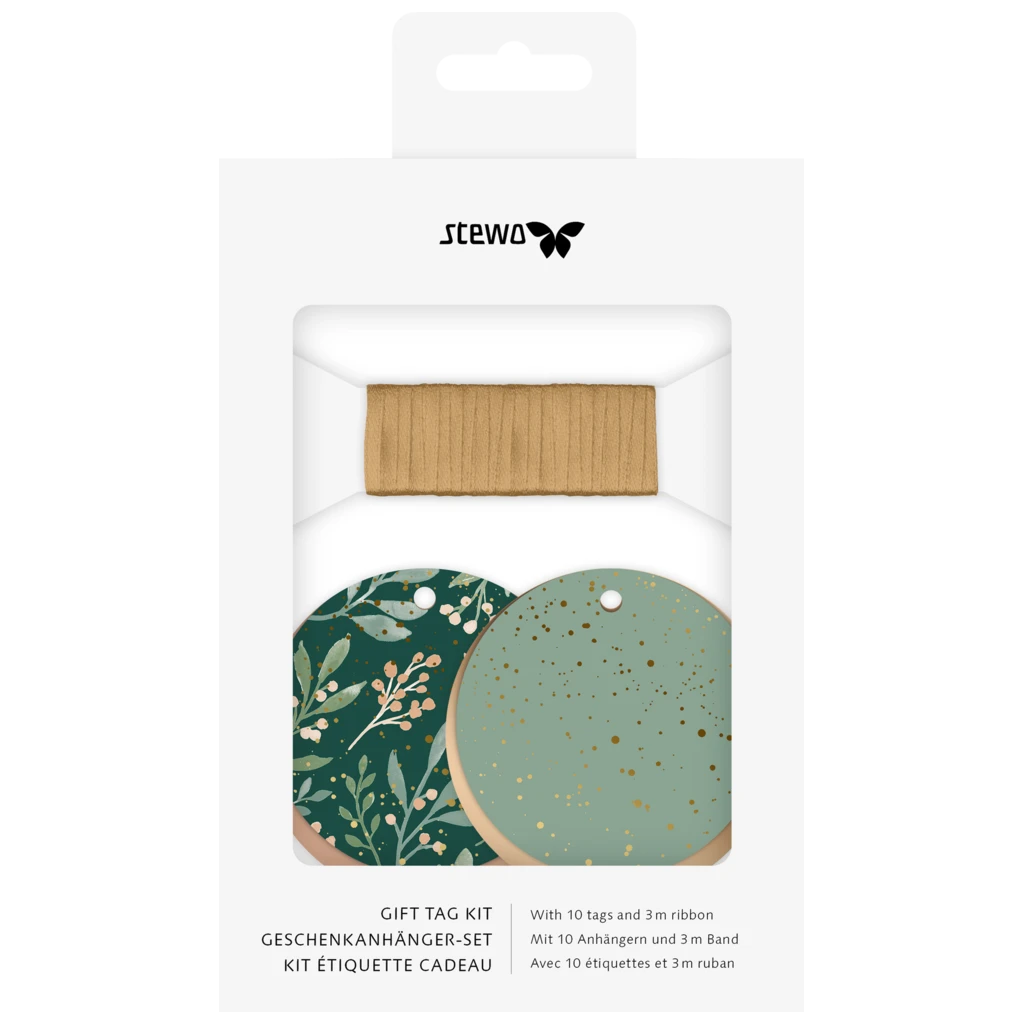Geschenkanhänger-Set „Arona“ | dunkelgrün/salbei