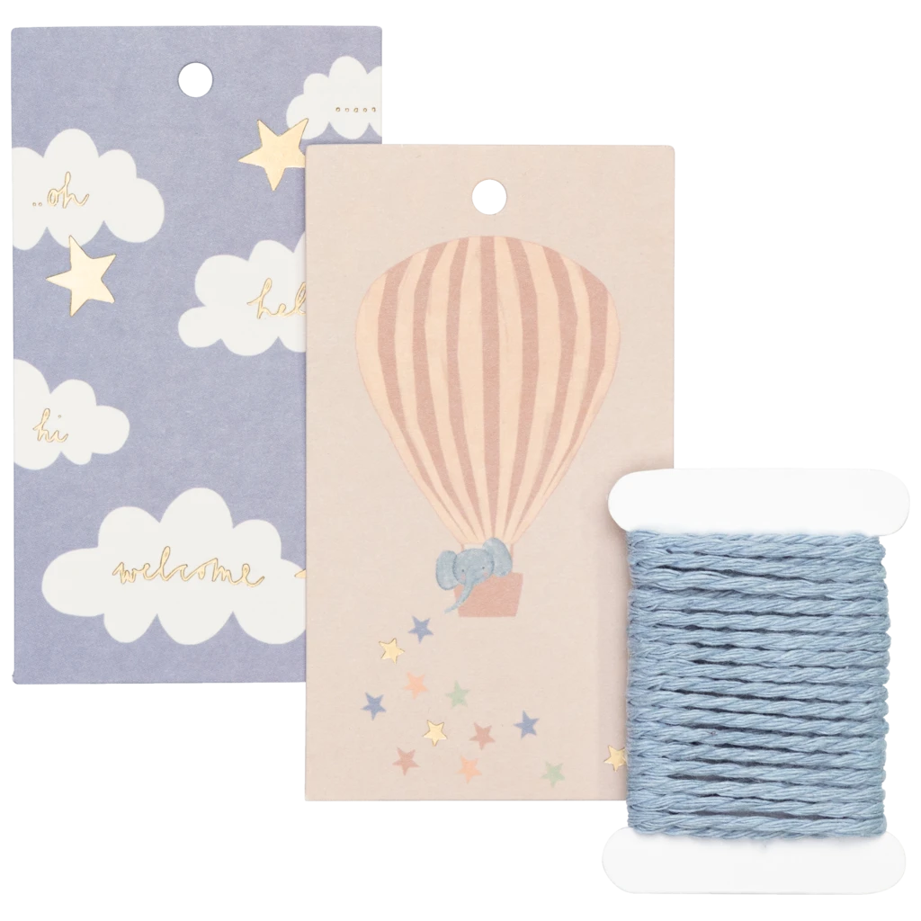 Geschenkanhänger-Set „Mimmo“ | beige/blau