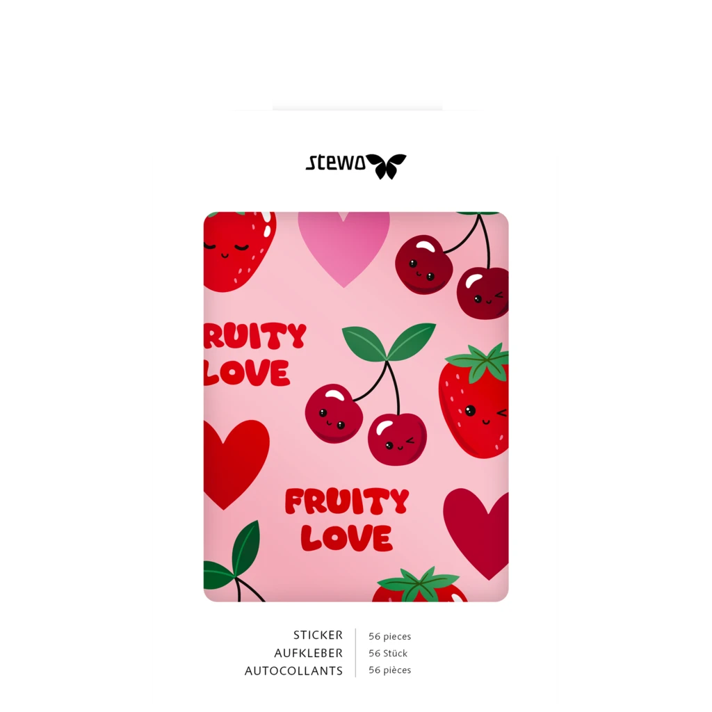 Aufkleber Bogen „Yumi“ | 110×150 mm, rosa/kirschrot, 4 Blatt