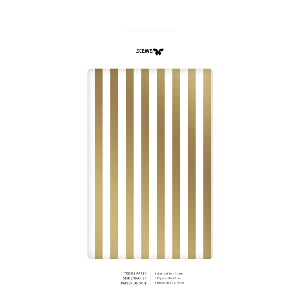 Seidenpapier „Eldordo“ | 50×70 cm, 30 g/m², weiß/gold metallic, 5 Stück