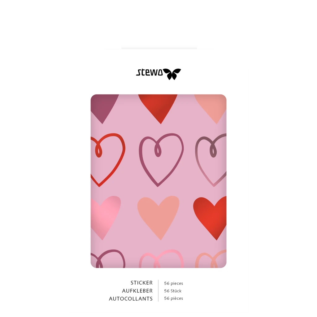 Aufkleber Bogen „Amaia“ | 110×150 mm, rosa/rot, 4 Blatt