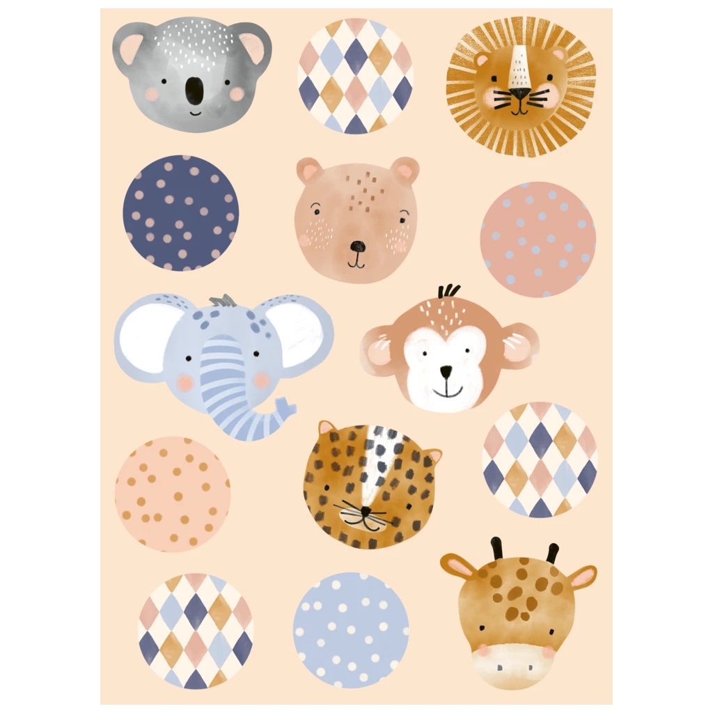 Aufkleber Bogen „Buba“ | 110×150 mm, dunkelbeige, 4 Blatt