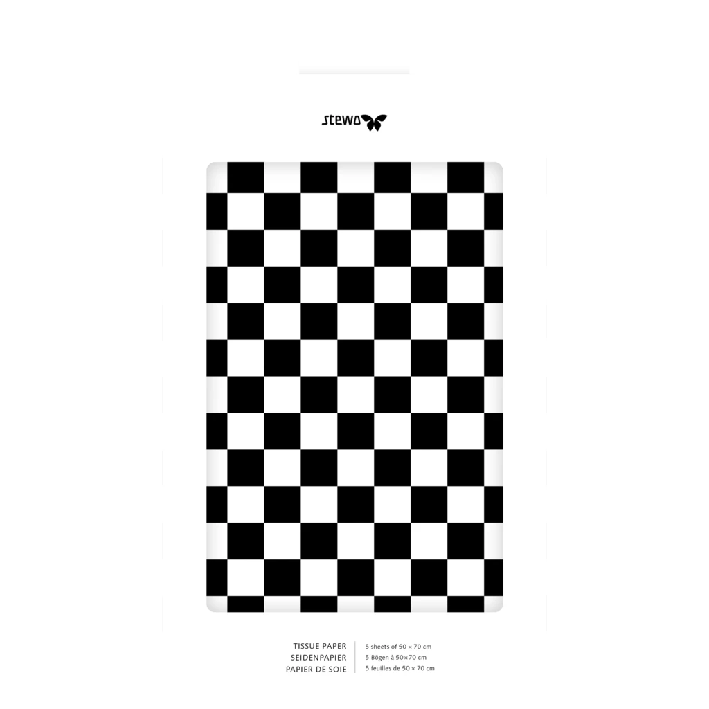 Seidenpapier „Artem“ | 50×70 cm, 30 g/m², weiß/schwarz, 5 Stück