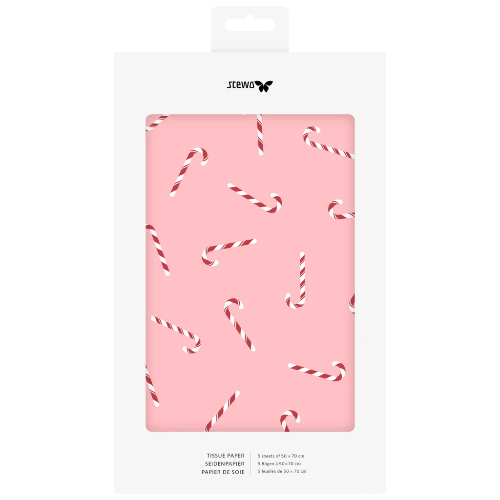 Seidenpapier „Candy Cane“ | 50×70 cm, 30 g/m², pink, 5 Stück