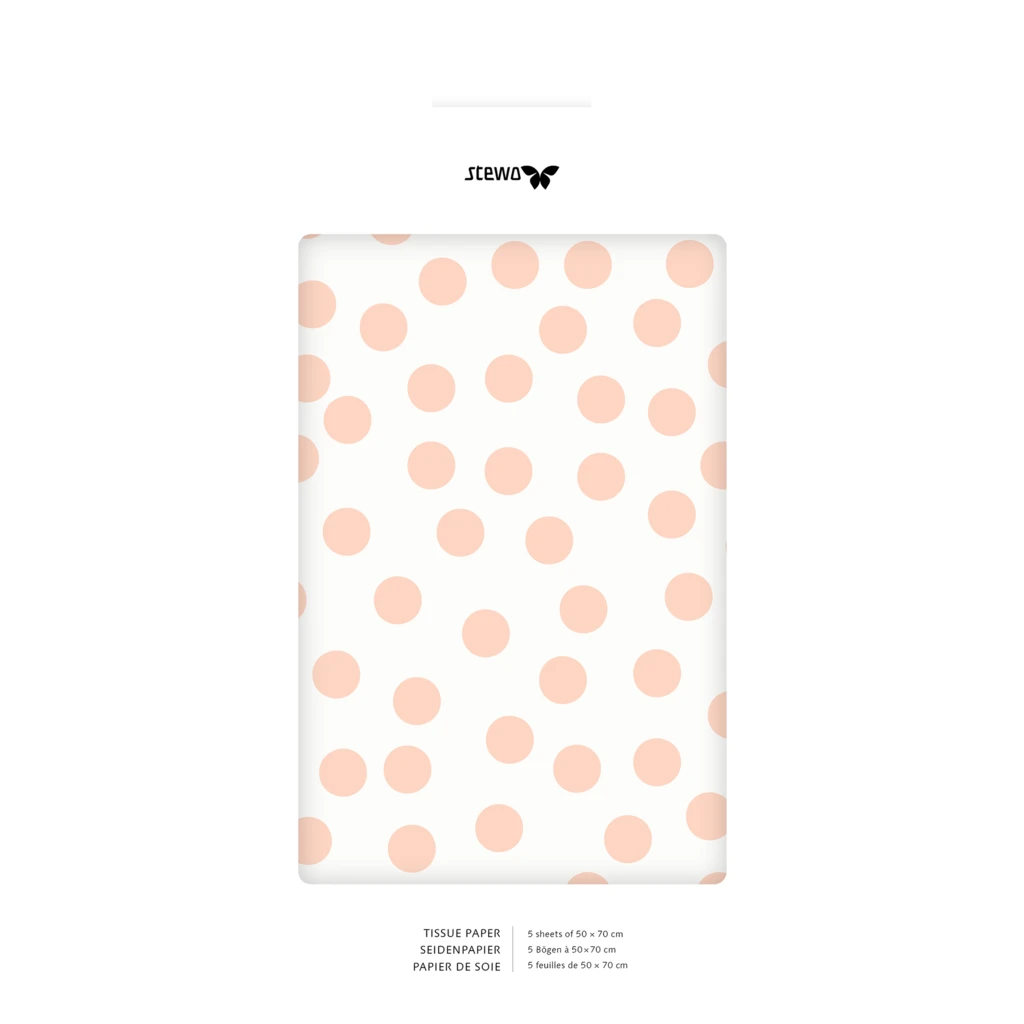 Seidenpapier „Renee“ | 50×70 cm, 30 g/m², weiß/apricot, 5 Stück
