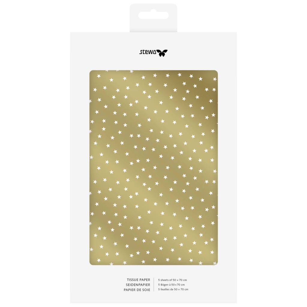 Seidenpapier „Stalletta“ | 50×70 cm, 30 g/m², gold, 5 Stück