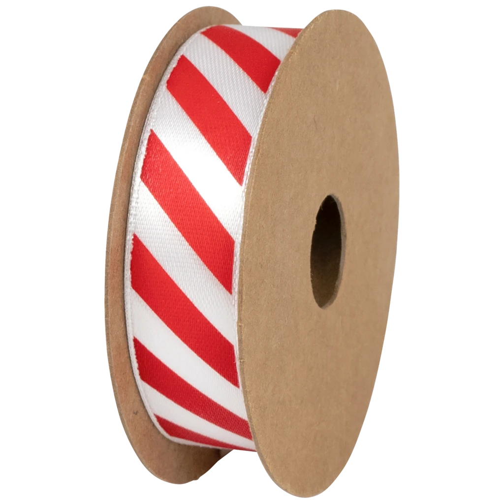 Geschenkband | Satin Polyester, 15 mm × 3 m, weiß/rot