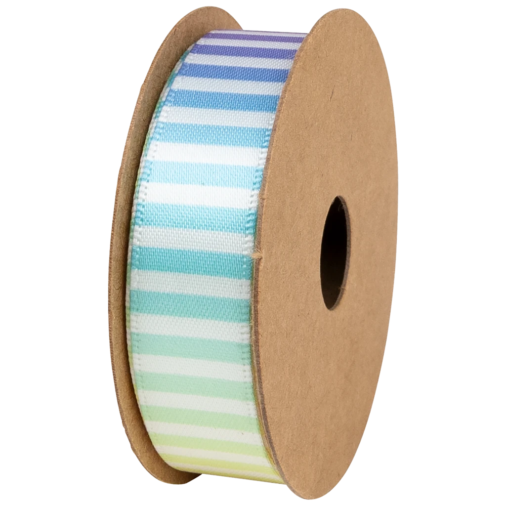 Geschenkband | Satin Polyester, 15 mm × 3 m, weiß/multicolor