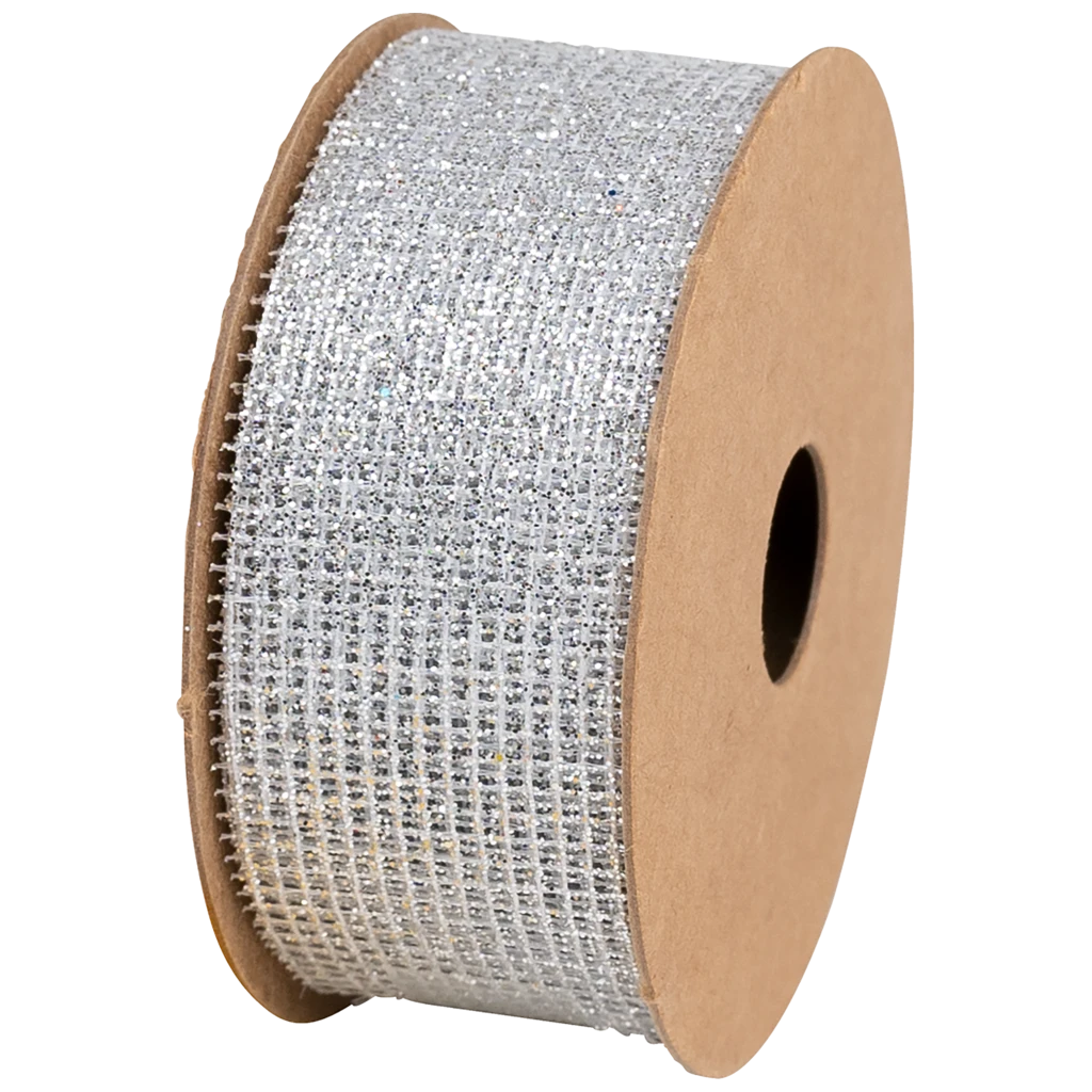 Geschenkband | Polyester, 25 mm × 5 m, silber