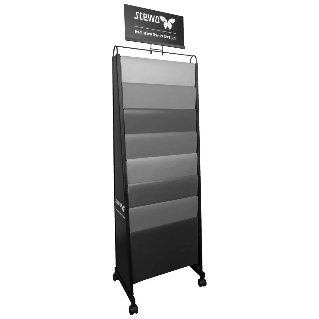 Bodendisplay | 550×1780×360 mm, RAL 9005, schwarz