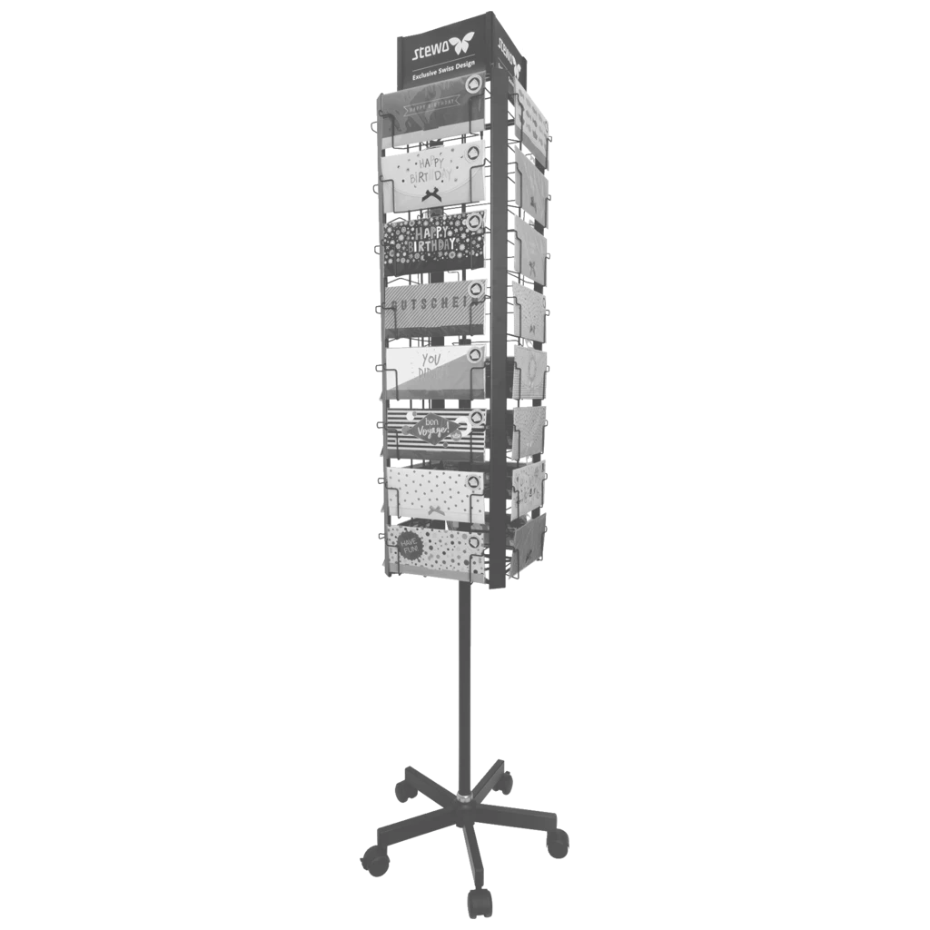Boden-Drehdisplay „Geschenkkarten-Drehdisplay gross“ | Ø 460 mm 1900 mm, RAL 9005, schwarz